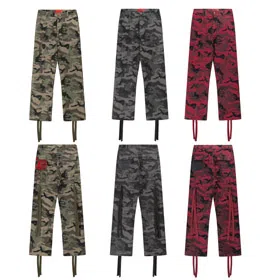Hellstar new embroidered ribbon straight-leg camouflage work pants-5280  